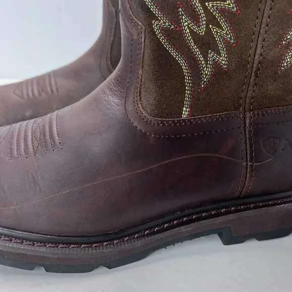 Ariat Groundbreaker Wide Square Toe Work Boots Mid Calf Brown Mens Size 7EE NEW - Picture 7 of 9